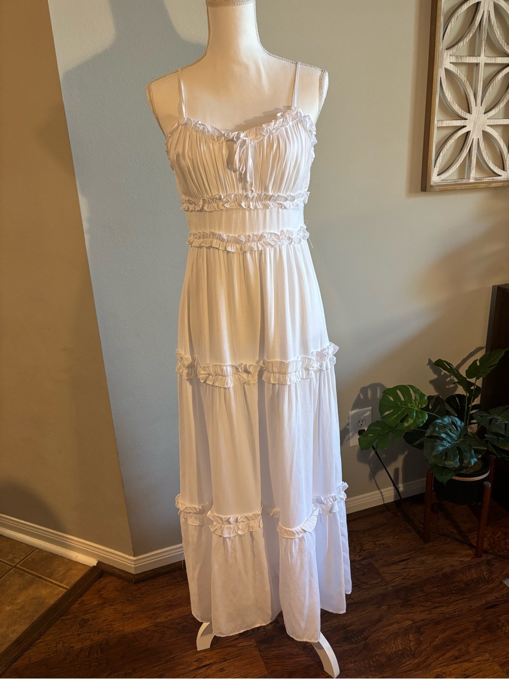 Altar'd State White Ruffle Tiered Maxi Dress
